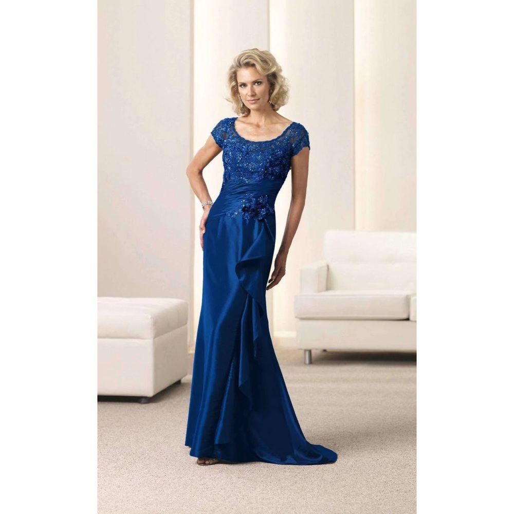 Mon Cheri 112922 Embellished Scoop Dress Sapphire 4